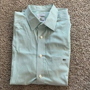 2 for $24! LACOSTE green and white collard shirt